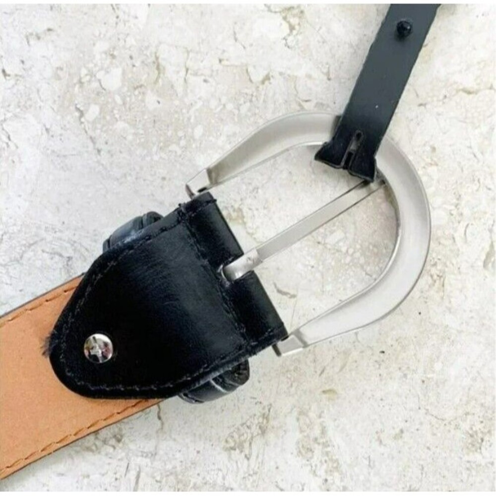 NEW Tooled Black Leather Belt Mens Size L USA American EAGLE Biker Western - Picture 7 of 10